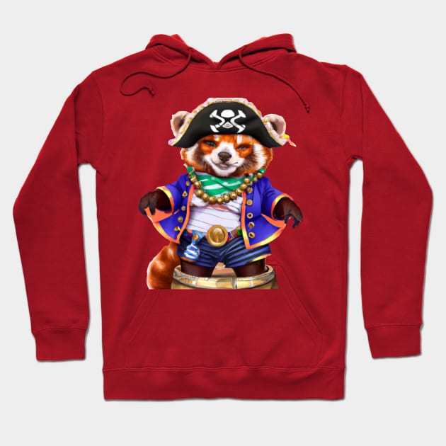 Pirates red panda Hoodie by Vorticella